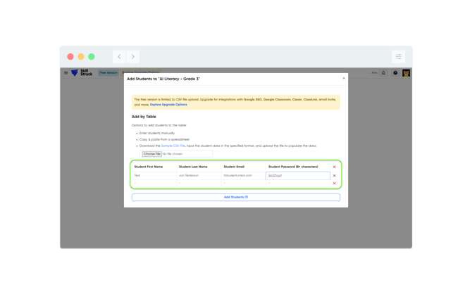 FFC add students manually