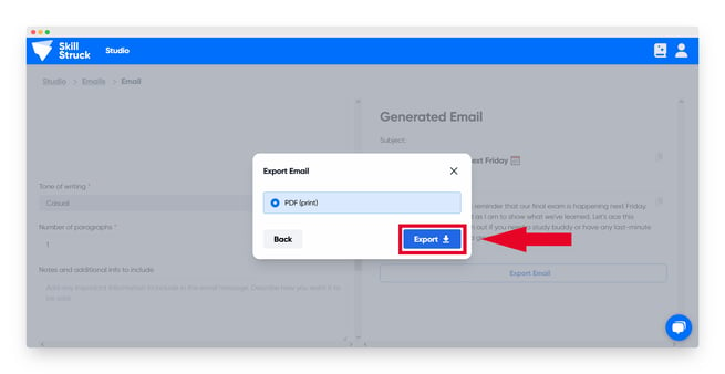 export email button 2