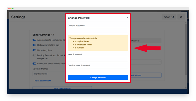 change password menu I