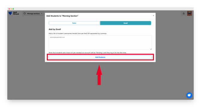 add students email 1