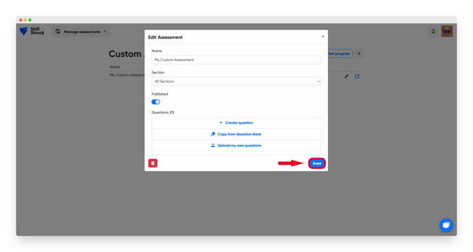 create assessment save II