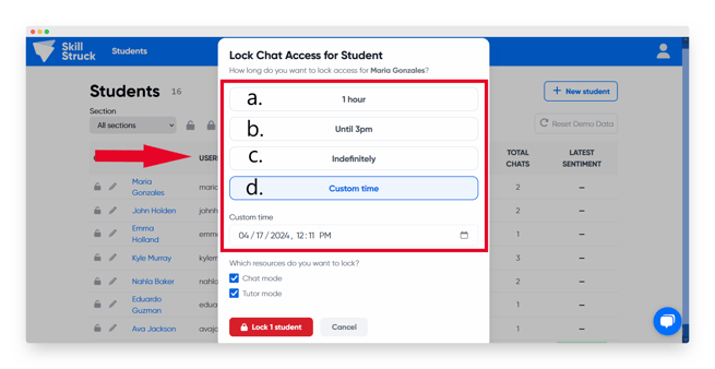 lock chat access I