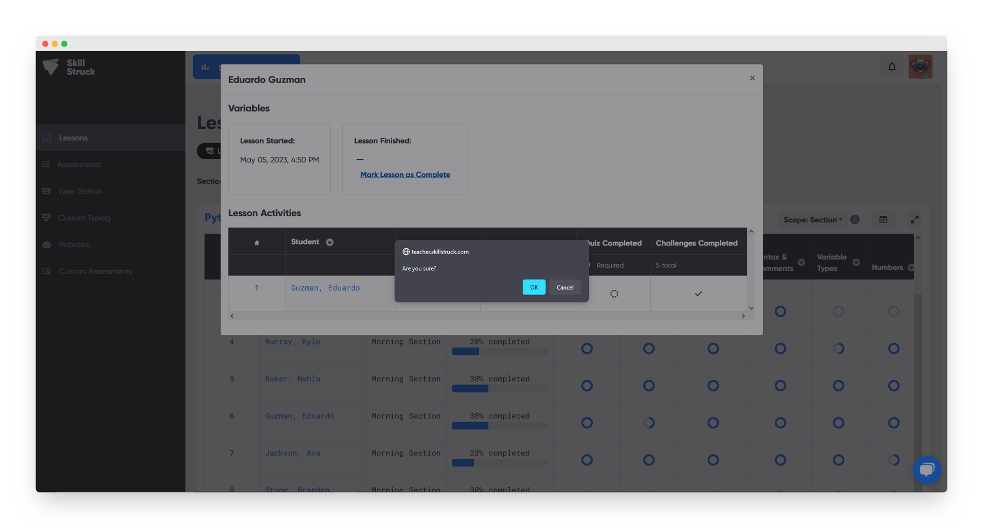 How to Mark a Lesson as Complete