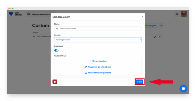 save custom assessment 1