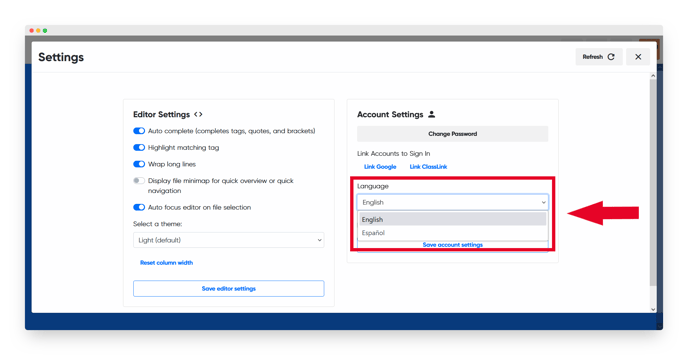 voyage language dropdown 1