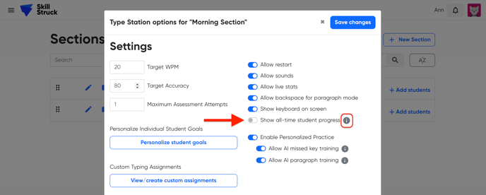 TS all-time setting