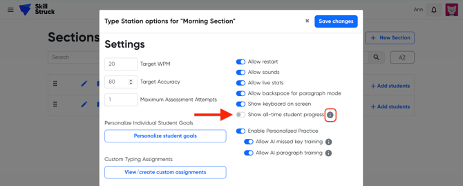TS all-time setting
