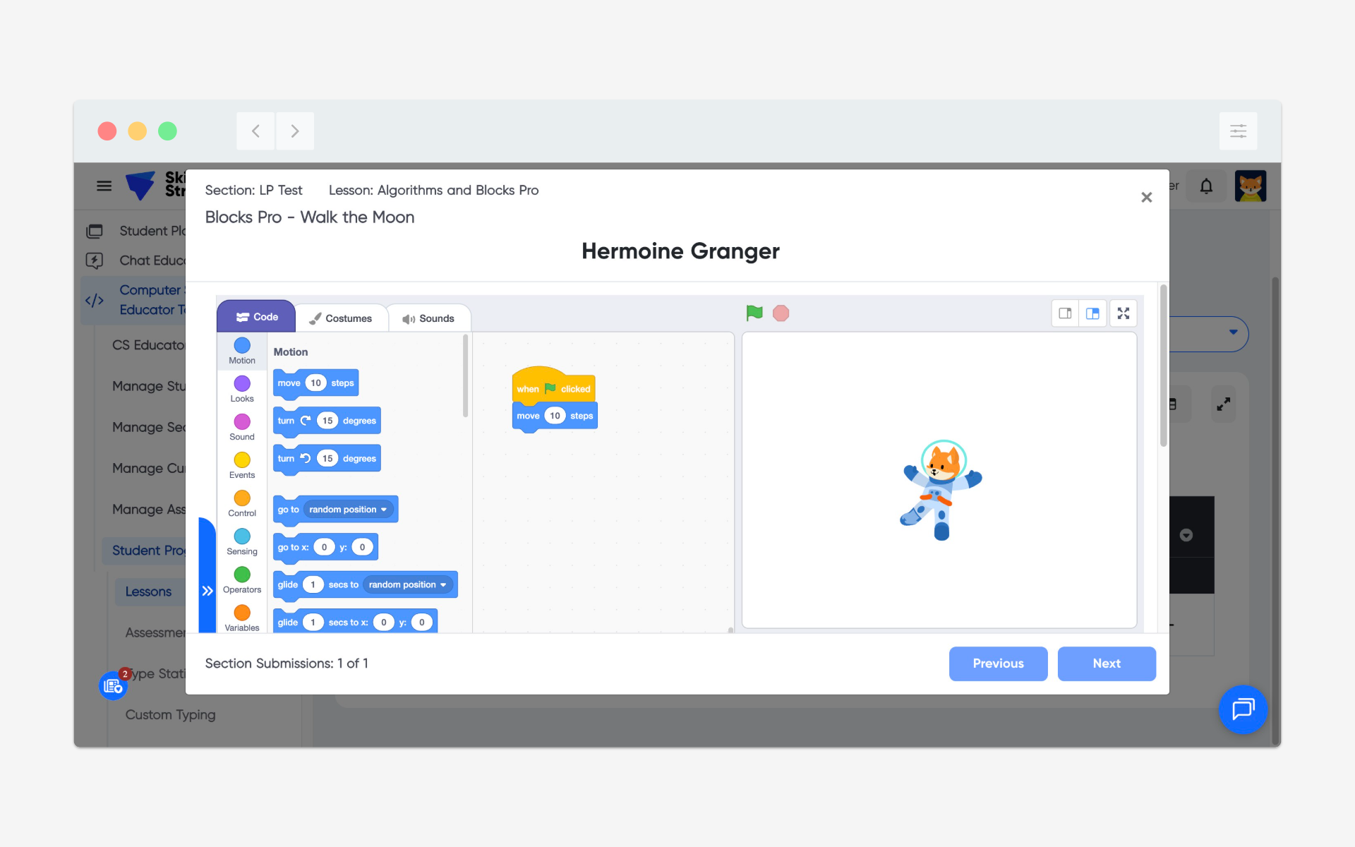 Viewing student Blocks Pro and Robotics code in Student Progress
