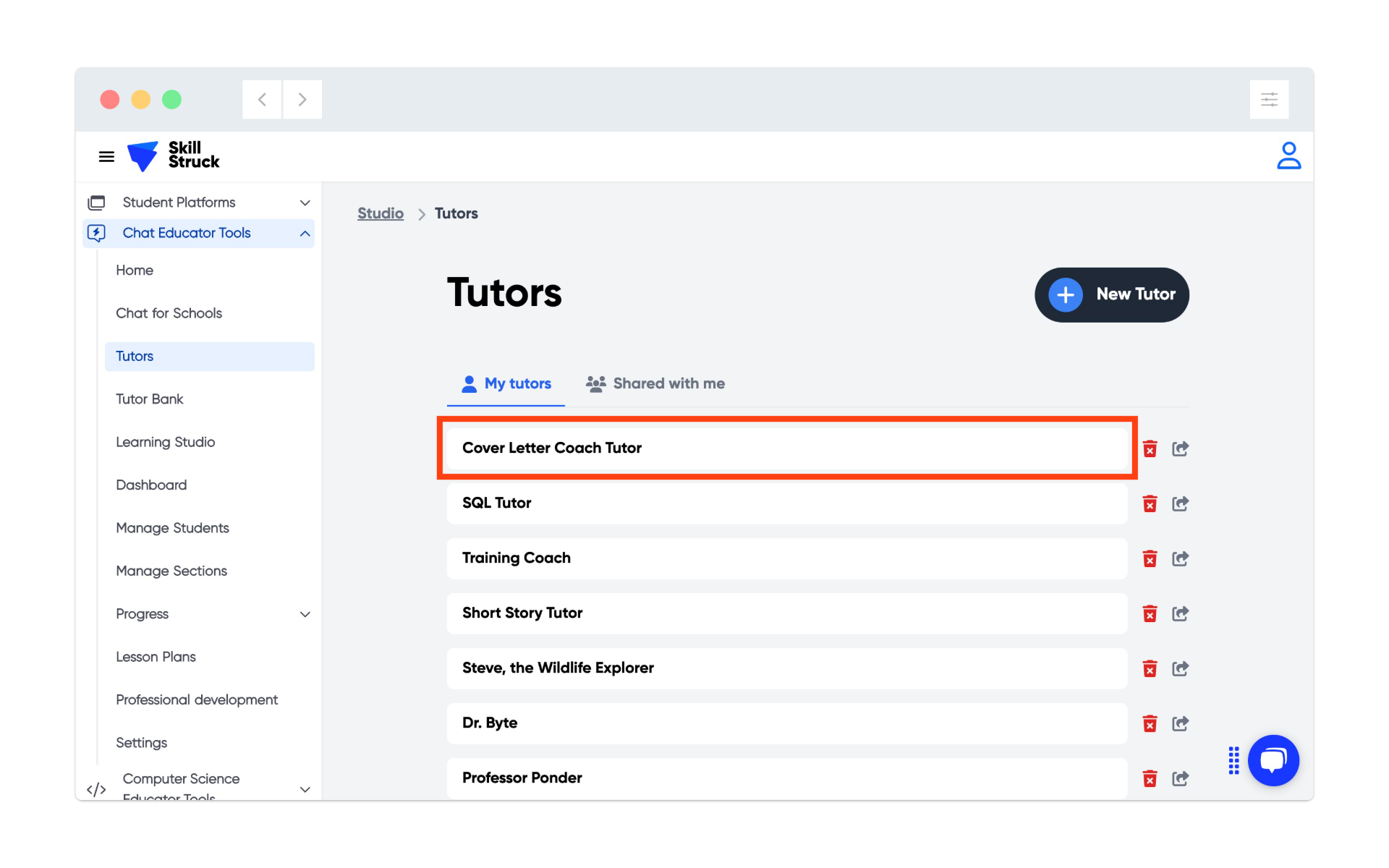 How to Share a Tutor in Chat for Schools