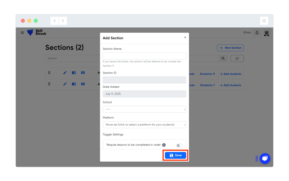 How to Create a Section