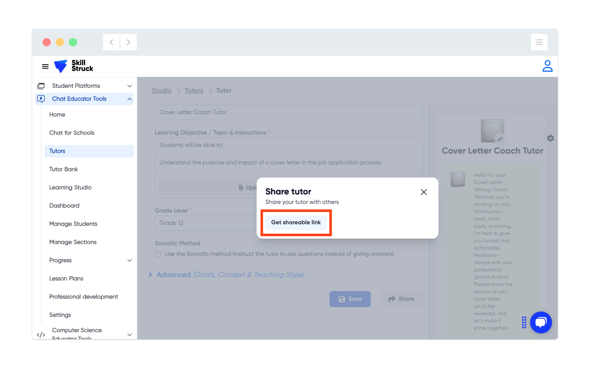 How to Share a Tutor in Chat for Schools